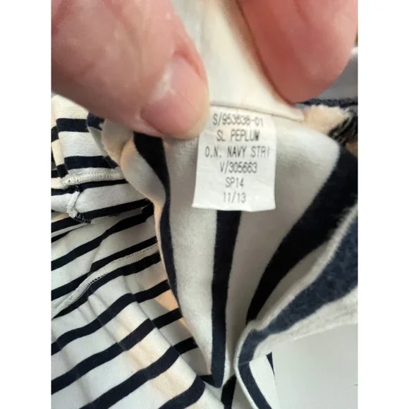 Old Navy Women's XXL Striped‎ Cotton Peplum Blouse Top Black White Modern - Picture 4 of 9